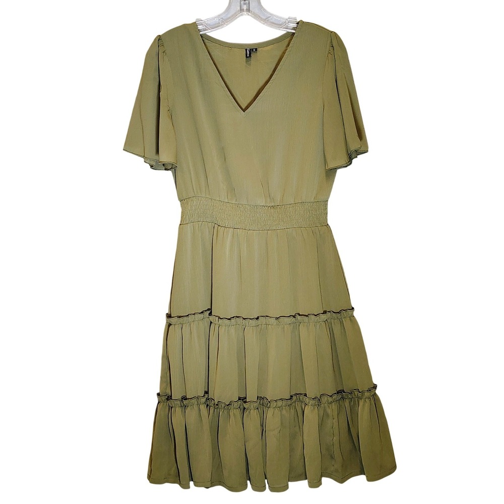 Zattcas Olive Green Smocked Tiered Ruffle Mini Dress Women S Boho Cottagecore